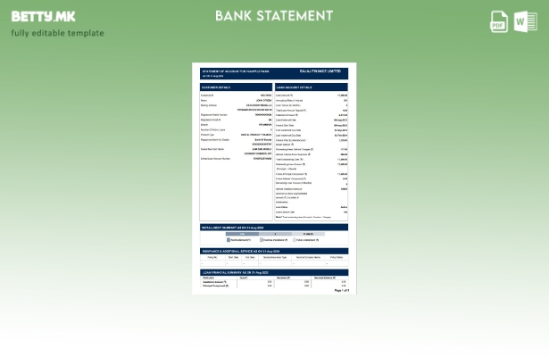 модерен стил India Bajaj Finance Limited Шаблон за збор за извод од банка